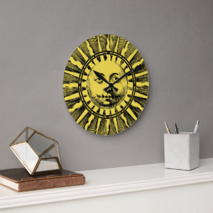 Vintage Sun Face Large Clock