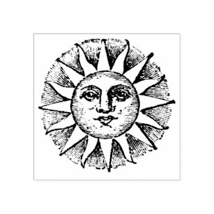 Sun and Moon Heraldic Faces Rubber Stamp for Stamping Crafting Planners 1 Inch Medium 