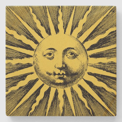 Vintage Sun Face Stone Coaster