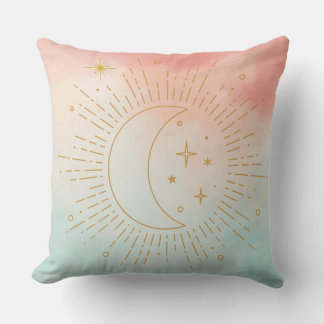 Vintage Sun, Moon and Stars Throw Pillow