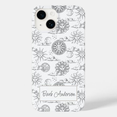 Vintage Sun Moon Celestial Pattern Personalized Case_Mate iPhone 14 Case