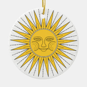 Vintage Sun, Moon, Clouds and Stars Ceramic Ornament