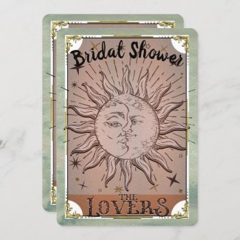 Vintage Sun Moon Duality Lovers Tarot Bridal Invit Invitation by printabledigidesigns at Zazzle