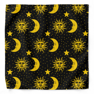 Vintage Sun Moon Stars Pattern Bandana