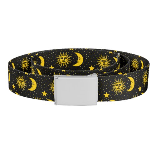 Vintage Sun Moon Stars Pattern Belt