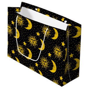 Vintage Sun Moon Stars Pattern Large Gift Bag