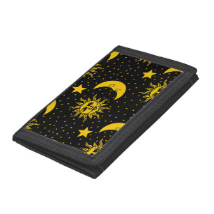 Vintage Sun Moon Stars Pattern Tri-fold Wallet