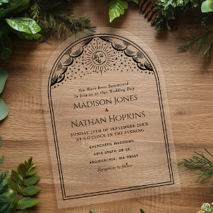 Vintage Sun Moon Tarot Card Arch Wedding Acrylic Invitations