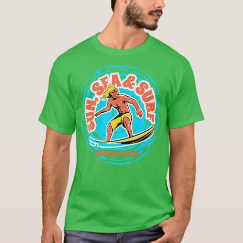 Vintage Sun Sea Surf Mazatlan Mexico Retro Surfing T_Shirt