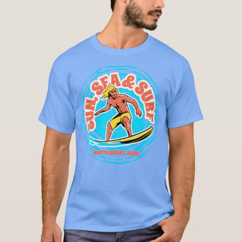 Vintage Sun Sea Surf North Shore Oahu Hawaii Retro T_Shirt