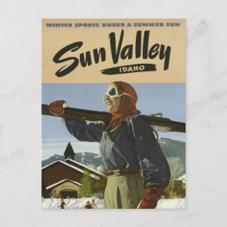Vintage Sun Valley Idaho Ski Resort Travel Postcard