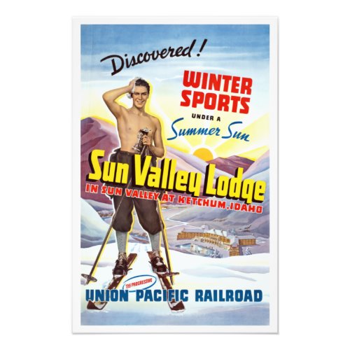 Vintage Sun Valley Idaho Ski Travel Poster