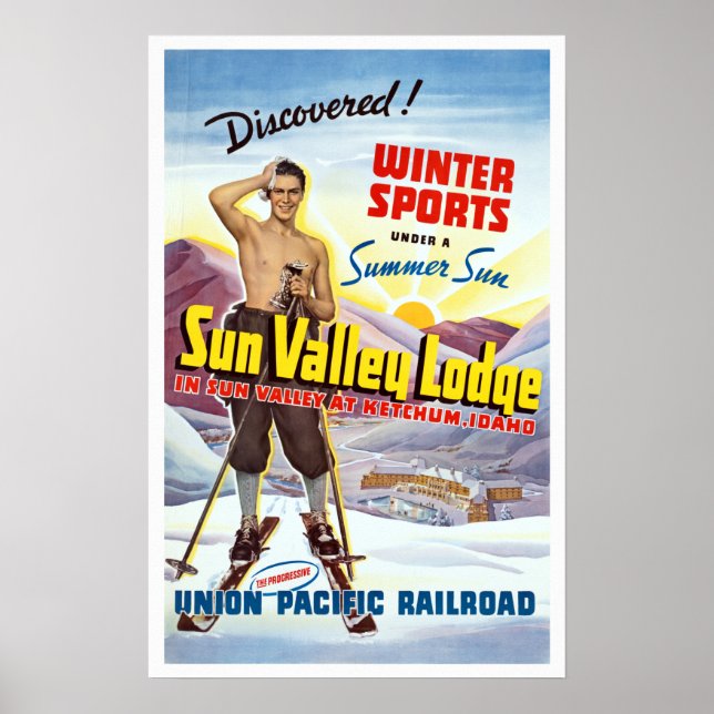 Vintage Sun Valley Idaho Ski Travel Poster (Front)