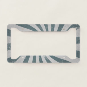 Vintage Sunburst Gray Distressed Wavy Lines Retro License Plate Frame