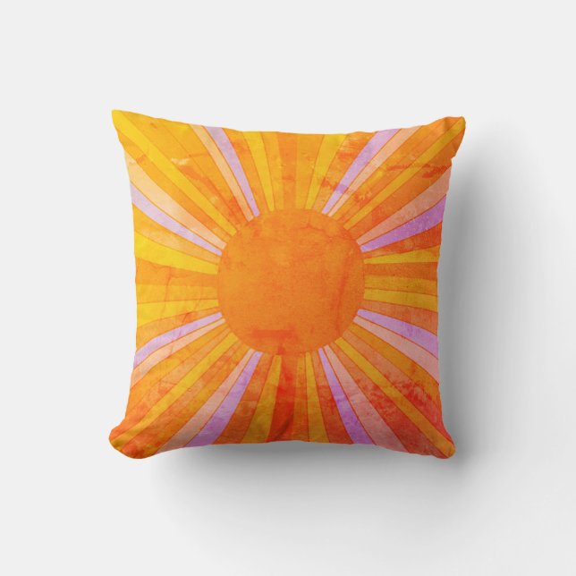 Vintage Sunburst Throw Pillow (Front)