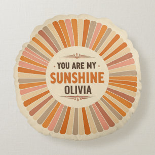 Vintage Sunburst "You are My Sunshine" Round Pillow