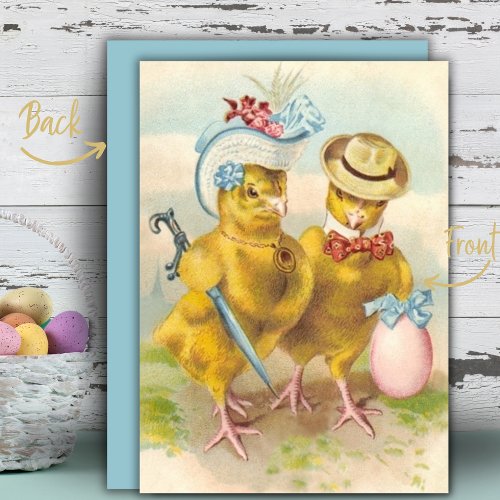 Vintage Sunday Best Easter Chicks Custom Holiday Card