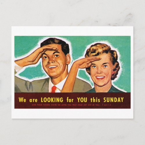 Vintage Sunday School Looking for You on Sunday Postcard