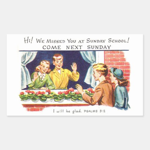 Vintage Sunday School We Missed You Rectangular Sticker