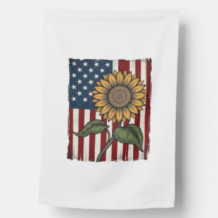 Vintage Sunflower American Flag
