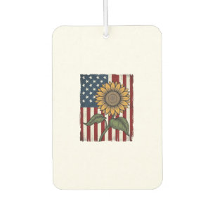Vintage Sunflower American Flag Air Freshener