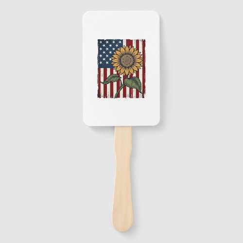 Vintage Sunflower American Flag Hand Fan