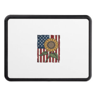 Vintage Sunflower American Flag Hitch Cover