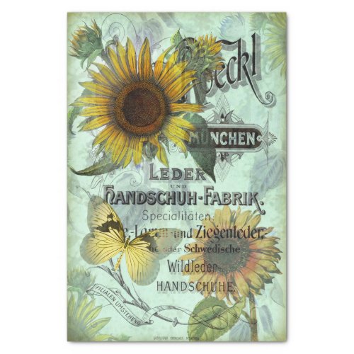 Vintage Sunflower and Butterfly Decoupage Tissue P Tissue Paper