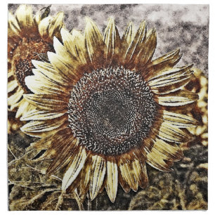 Vintage Sunflower artwork #3 - Cloth Napkins