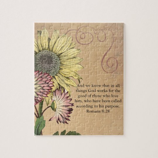 Vintage Sunflower Bible Verse Jigsaw Puzzle | Zazzle.com