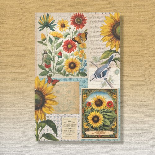 Vintage Sunflower Birds Seed Packet Ephemera  Tissue Paper