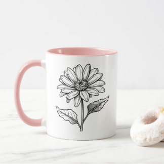 Vintage Sunflower black and white Mug