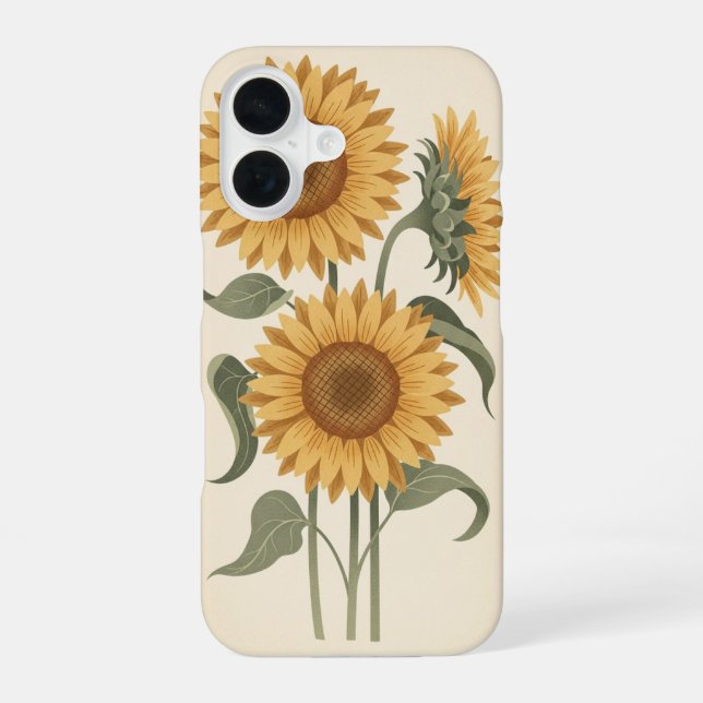 Vintage Sunflower Blooms iPhone Case (Back)