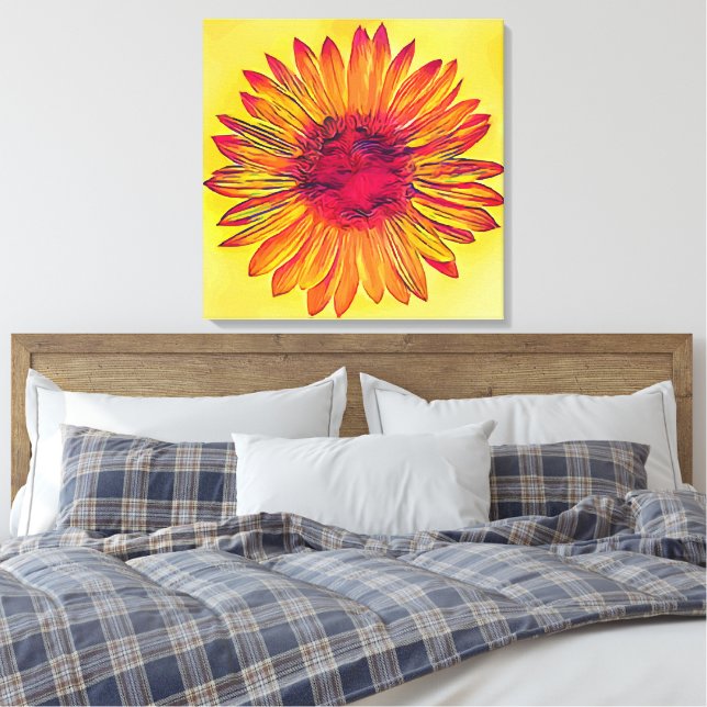 Vintage Sunflower Canvas Print (Insitu(Bedroom))