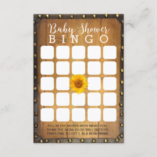 Vintage Sunflower Country Baby Shower Bingo Game Invitation
