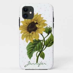 Vintage Sunflower & custom Name iPhone 11 Case