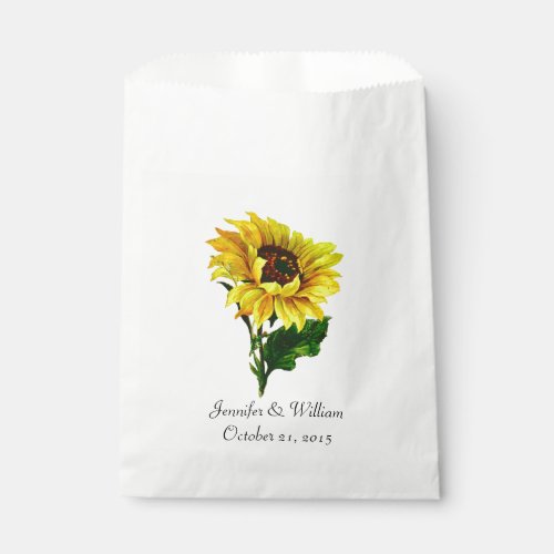 Vintage Sunflower Custom Wedding Favor Bag