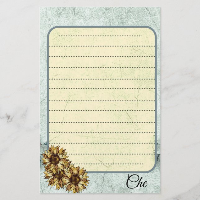 Vintage Sunflower Customized Writing Stationery  (Front)