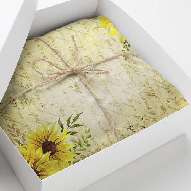 Vintage Sunflower Decoupage Handwritten Letter Tissue Paper (Creator Uploaded)