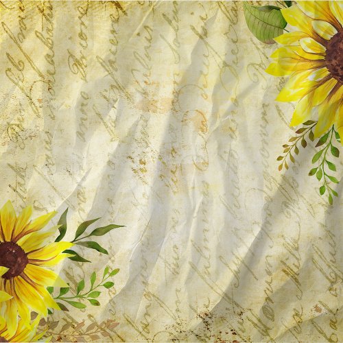 Vintage Sunflower Decoupage Handwritten Letter Tissue Paper