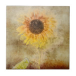 Vintage Sunflower Design Ceramic Tile<br><div class="desc">Vintage Sunflower Tile. ⭐99% of my designs in my store are done in layers. This makes it easy for you to resize and move the graphics and text around so that it will fit each product perfectly. 📌 (Please be sure to resize or move graphics if needed before ordering) You...</div>
