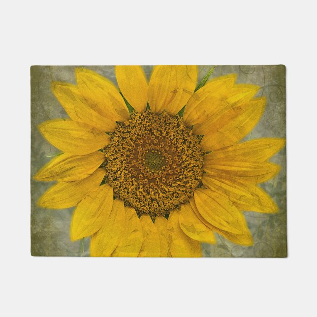 Vintage Sunflower Doormat (Front)
