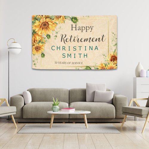 Vintage Sunflower Elegant Summer Retirement Party Banner