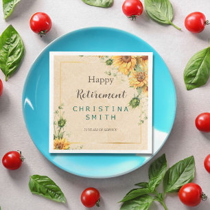 Vintage Sunflower Elegant Summer Retirement Party Paper Dinner Napkins