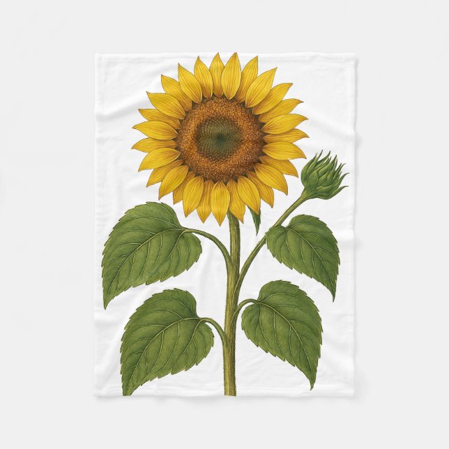 Vintage Sunflower Fleece Blanket (Front)