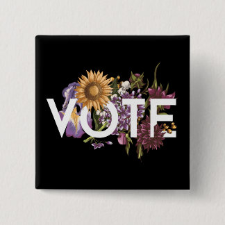Vintage sunflower Floral Elegant Feminine Go Vote Button