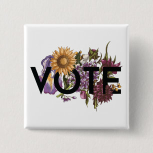 Vintage sunflower Floral Elegant Feminine Go Vote Button