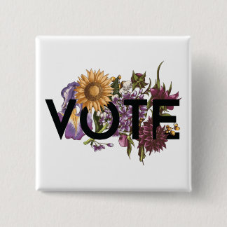 Vintage sunflower Floral Elegant Feminine Go Vote Button