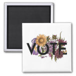 Vintage Sunflower Floral Elegant Feminine Go Vote Magnet at Zazzle