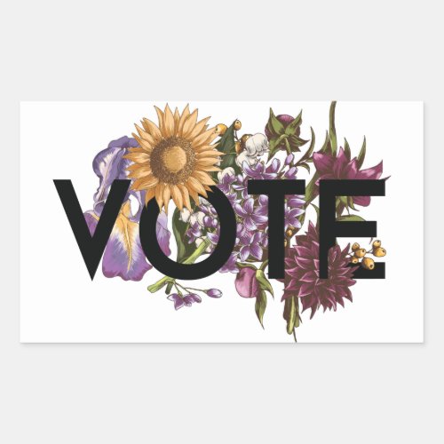 Vintage sunflower Floral Elegant Feminine Go Vote Rectangular Sticker